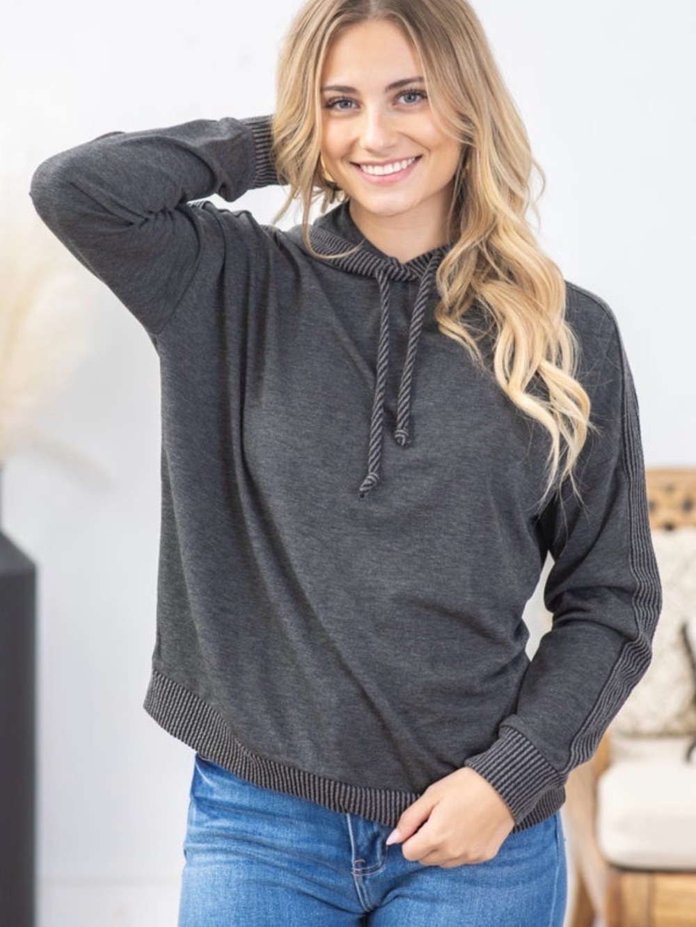 Staccato Charcoal Gray Hooded Sweater